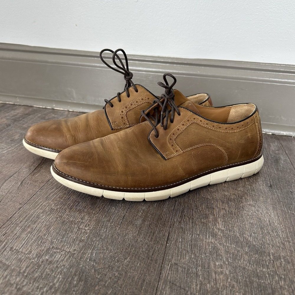 Johnston & Murphy Holden Plain Toe Oxford Shoes Tan Oiled Mens 11.5 Business